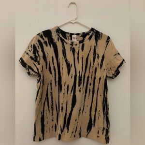 Re/Done Black and Tan Tie-Dye Tee